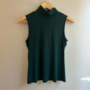 Theory Forest Green Wendel Sleeveless Turtleneck Top, Size S